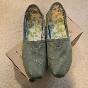 Toms Olive Green Canvas Slip-Ons